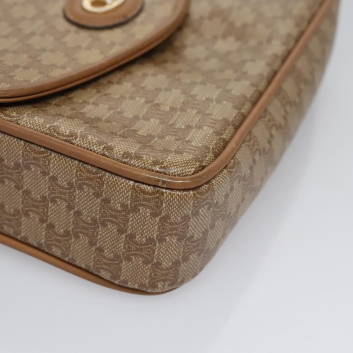 Celine Vintage Macadam Shoulder Bag Canvas And Leather Beige Canvas Shoulder Bag Bag (Pre-Owned)