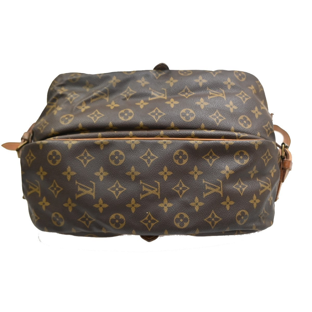Louis Vuitton Saumur Handbag Monogram Canvas Brown Leather Shoulder Bag Bag (Pre-Owned)