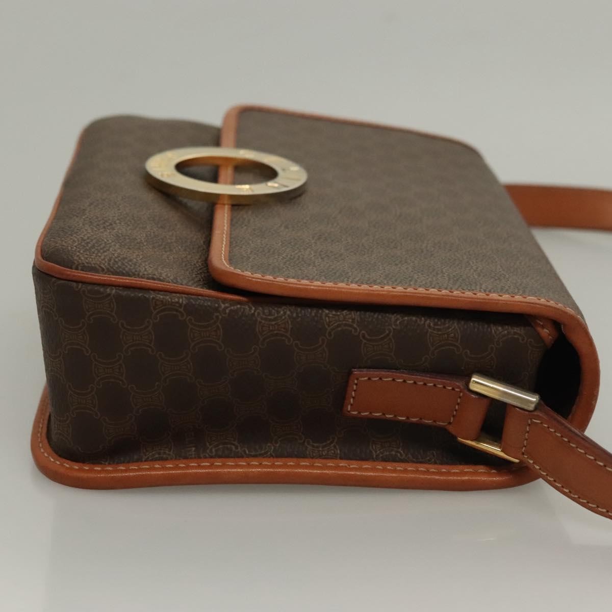 Celine Macadam Shoulder Bag Pvc Leather Brown Canvas Bag (Pre-Owned)
