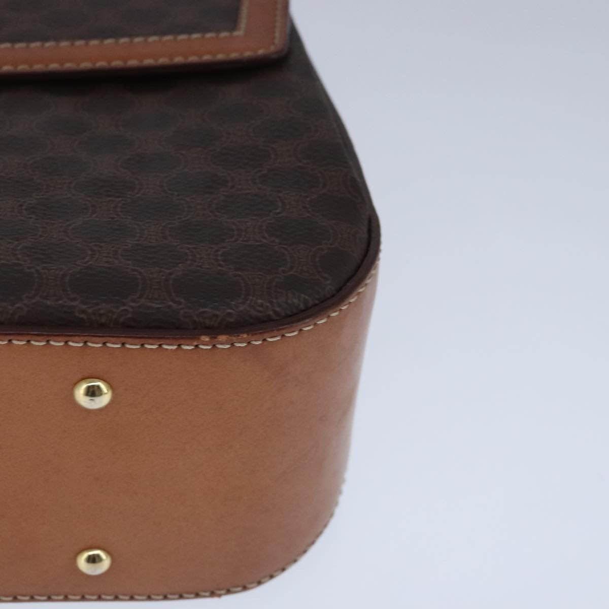 Celine Vintage Convertible Top Handle Bag Macadam Coated Canvas Brown Canvas Handbag (Pre-Owned)