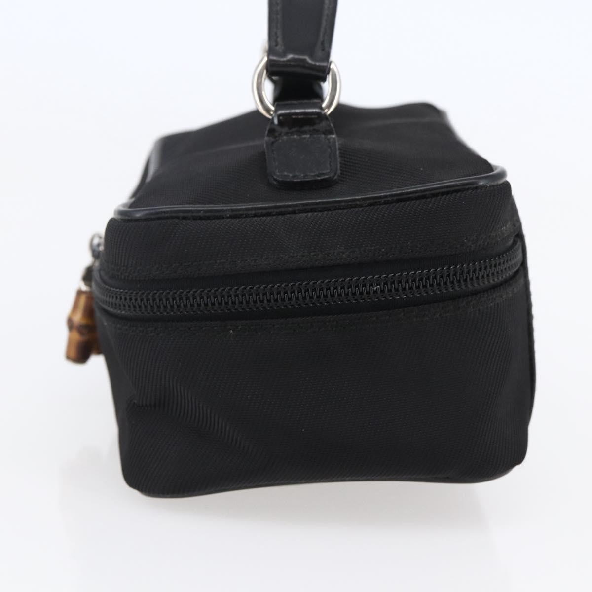 Gucci Vintage Bamboo Vanity Case Nylon Black Nylon Handbag (Pre-Owned)