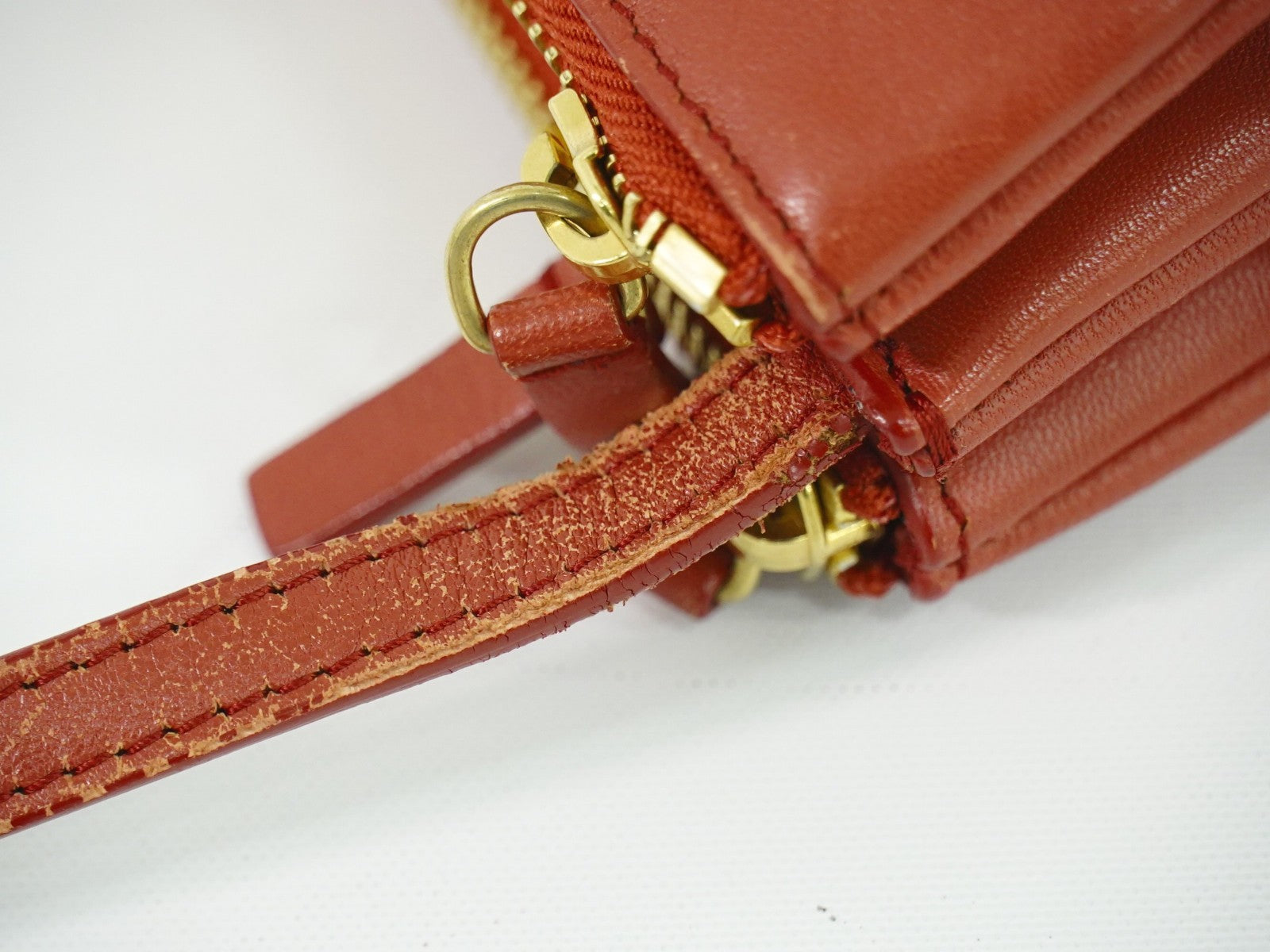 Celine Trio Crossbody Bag Leather Red Leather Shoulder Bag Bag (Pre-Owned)