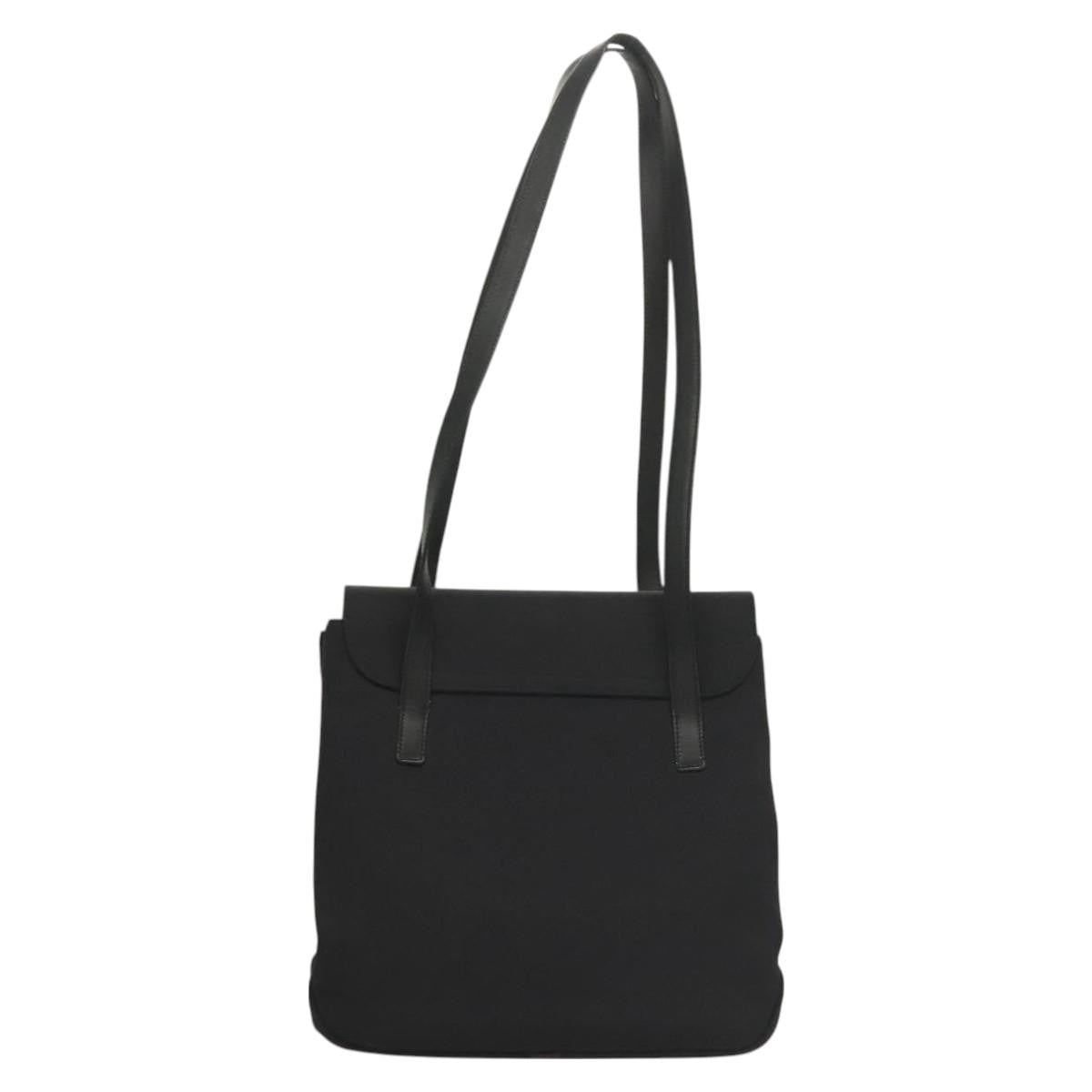Salvatore Ferragamo Vala Shoulder Bag Leather Black Canvas Shoulder Bag Bag (Pre-Owned)
