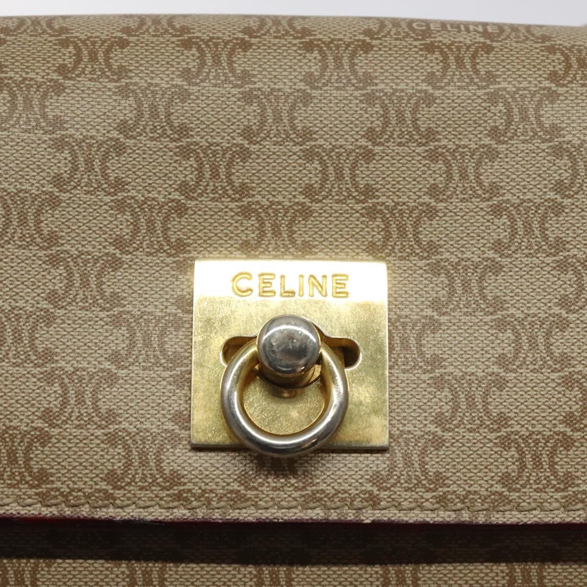 Celine Vintage Macadam Shoulder Bag Canvas And Leather Beige Canvas Shoulder Bag Bag (Pre-Owned)
