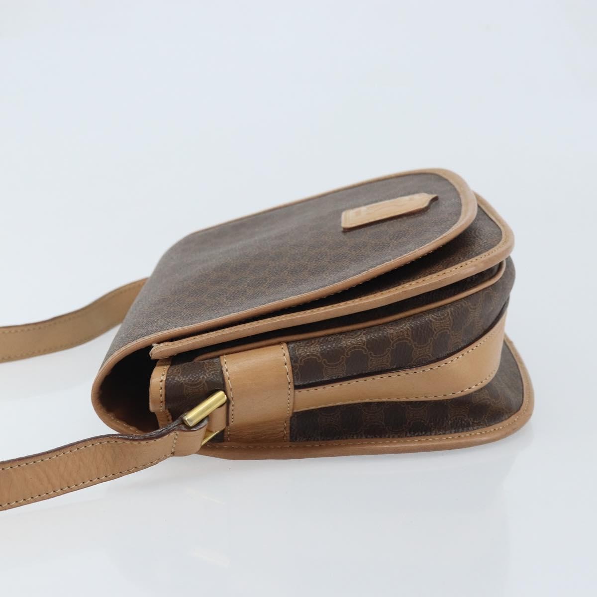 Celine Vintage Macadam Shoulder Bag Canvas And Leather Brown Canvas Shoulder Bag Bag (Pre-Owned)