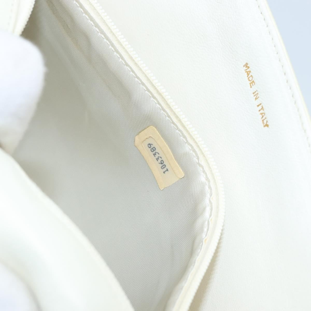 Chanel Vintage Cc Full Flap Bag Quilted Lambskin White Leather Shoulder Bag Bag (Pre-Owned)