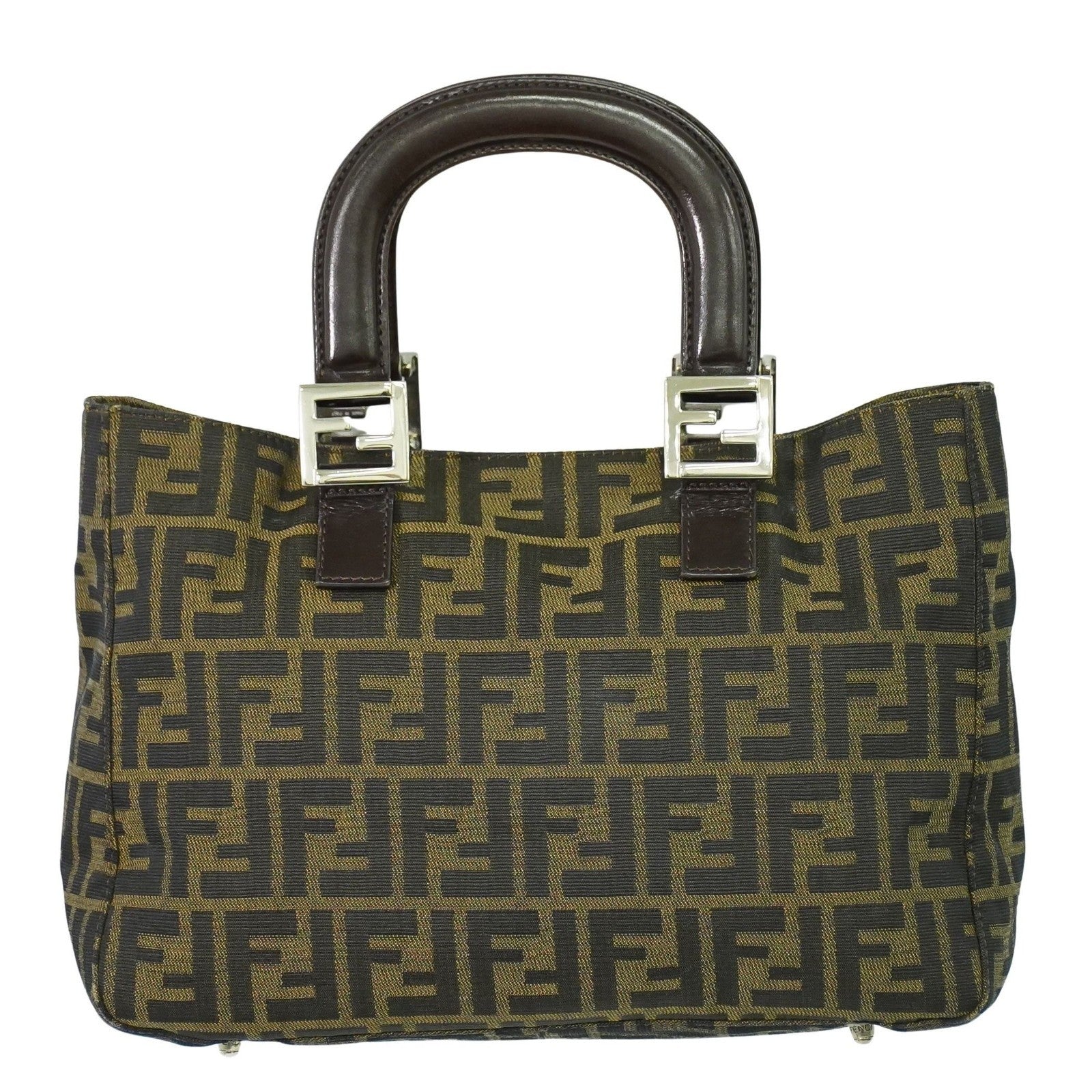 Fendi Zucca Tote Bag Ff Motif Brown Canvas Handbag (Pre-Owned)