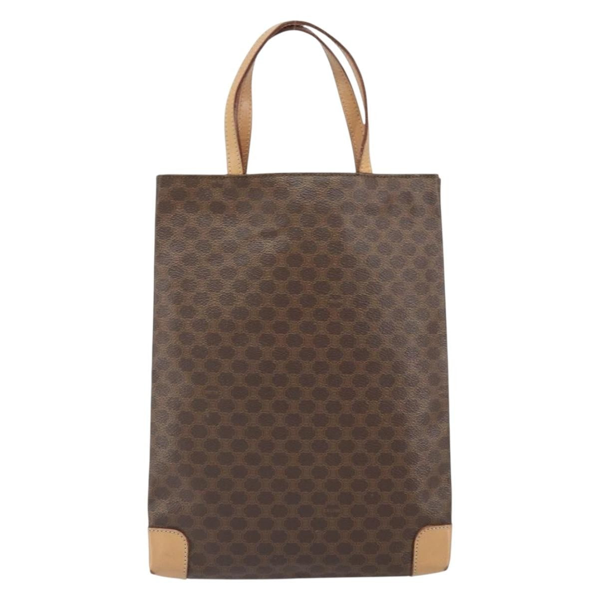 Celine Vintage Macadam Tote Bag Canvas And Leather Brown Canvas Tote Bag Bag (Pre-Owned)