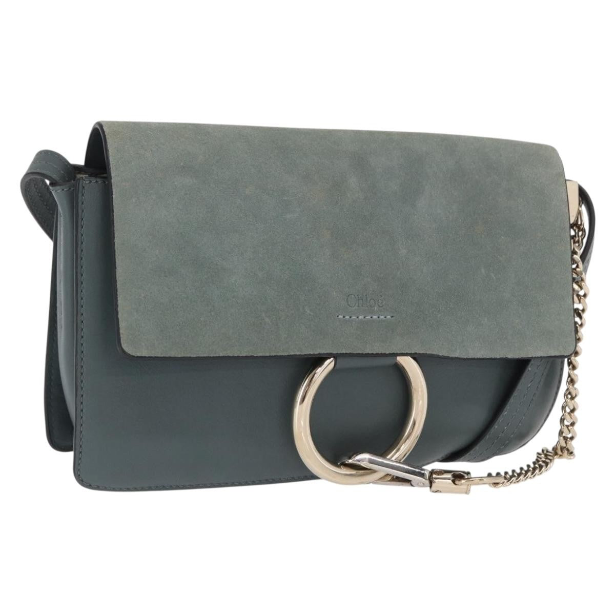 Chloe Faye Shoulder Bag Leather And Suede Green Leather Shoulder Bag Bag (Pre-Owned)