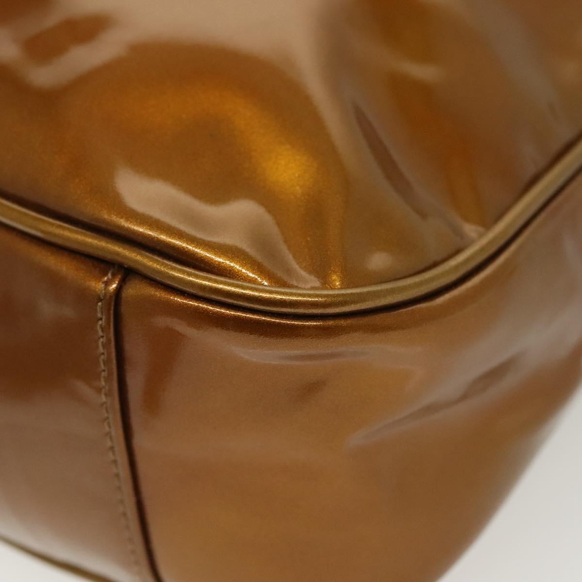 Gucci Vintage Bamboo Handle Bag Patent Leather Gold Patent_Leather Handbag (Pre-Owned)