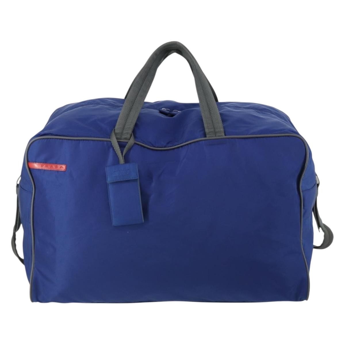 Prada Convertible Weekender Bag Tessuto Blue Nylon Travel Bag Bag (Pre-Owned)