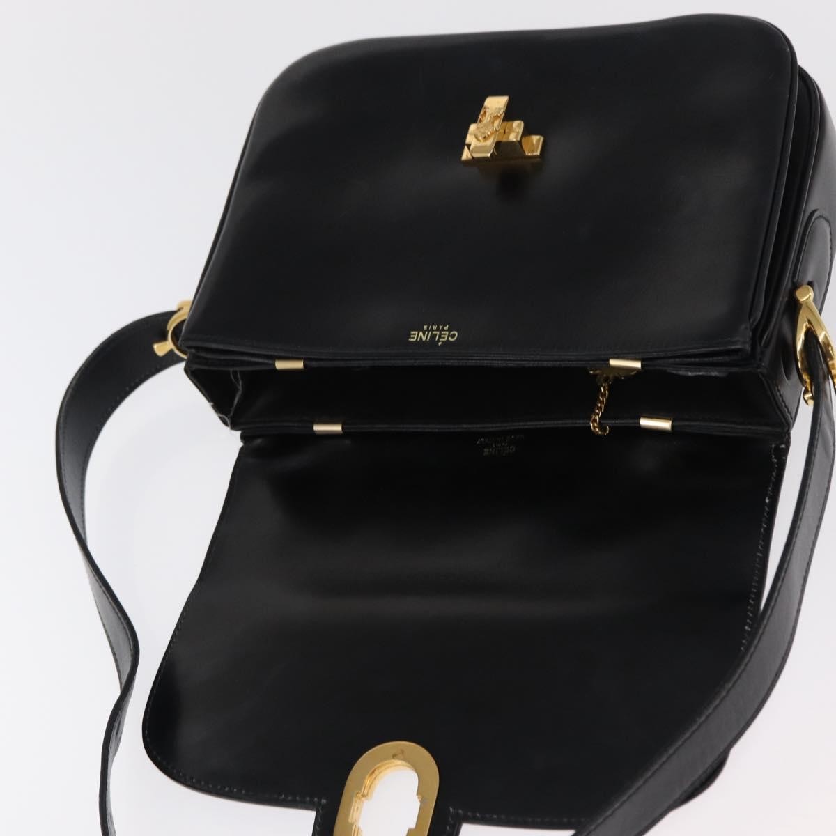 Celine Horse Carriage Shoulder Bag Leather Black Leather Shoulder Bag Bag (Pre-Owned)