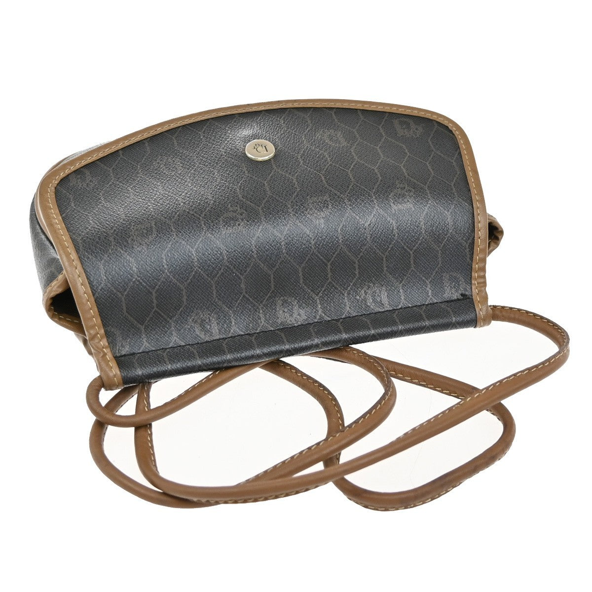 Christian Dior Vintage Honeycomb Shoulder Bag Canvas And Leather Brown Pvc Shoulder Bag Bag (Pre-Owned)