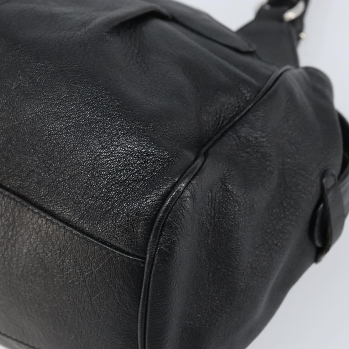 Salvatore Ferragamo Gancini Handbag Leather Black Leather Handbag (Pre-Owned)