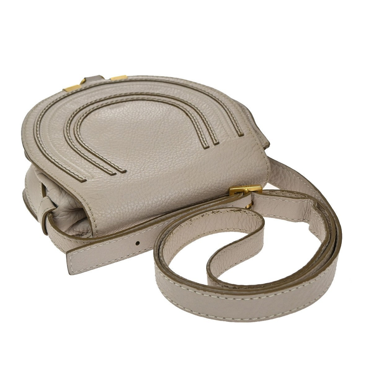 Chloe Marcie Crossbody Bag Leather Beige Leather Shoulder Bag Bag (Pre-Owned)