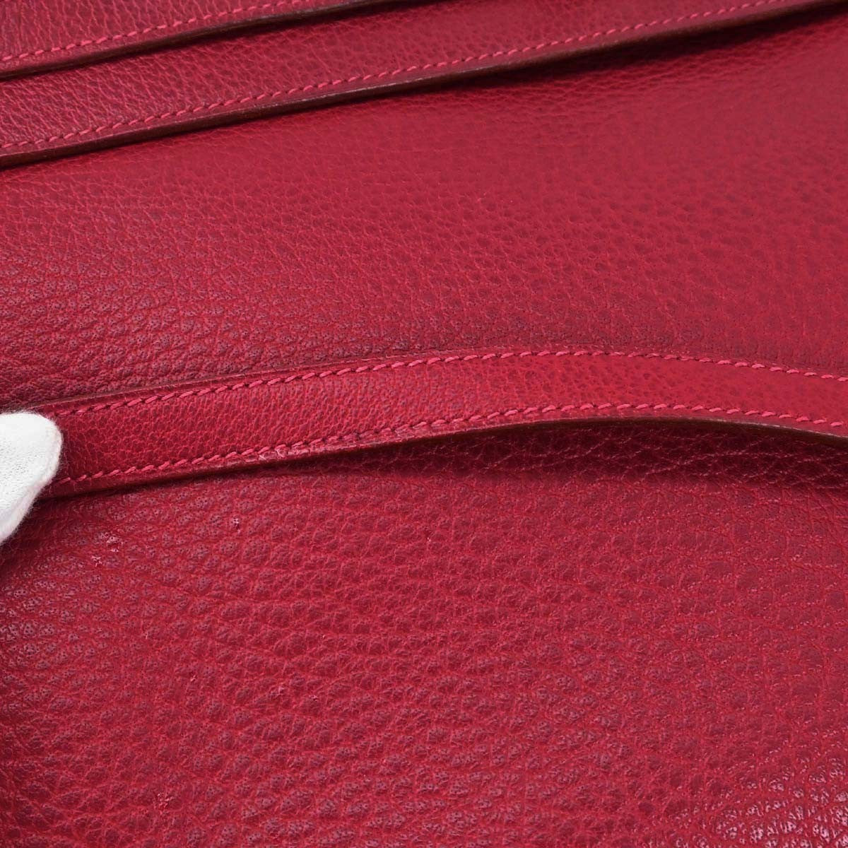 Hermes Kelly Handbag Red Clemence With Gold Hardware Red Leather Handbag (Pre-Owned)