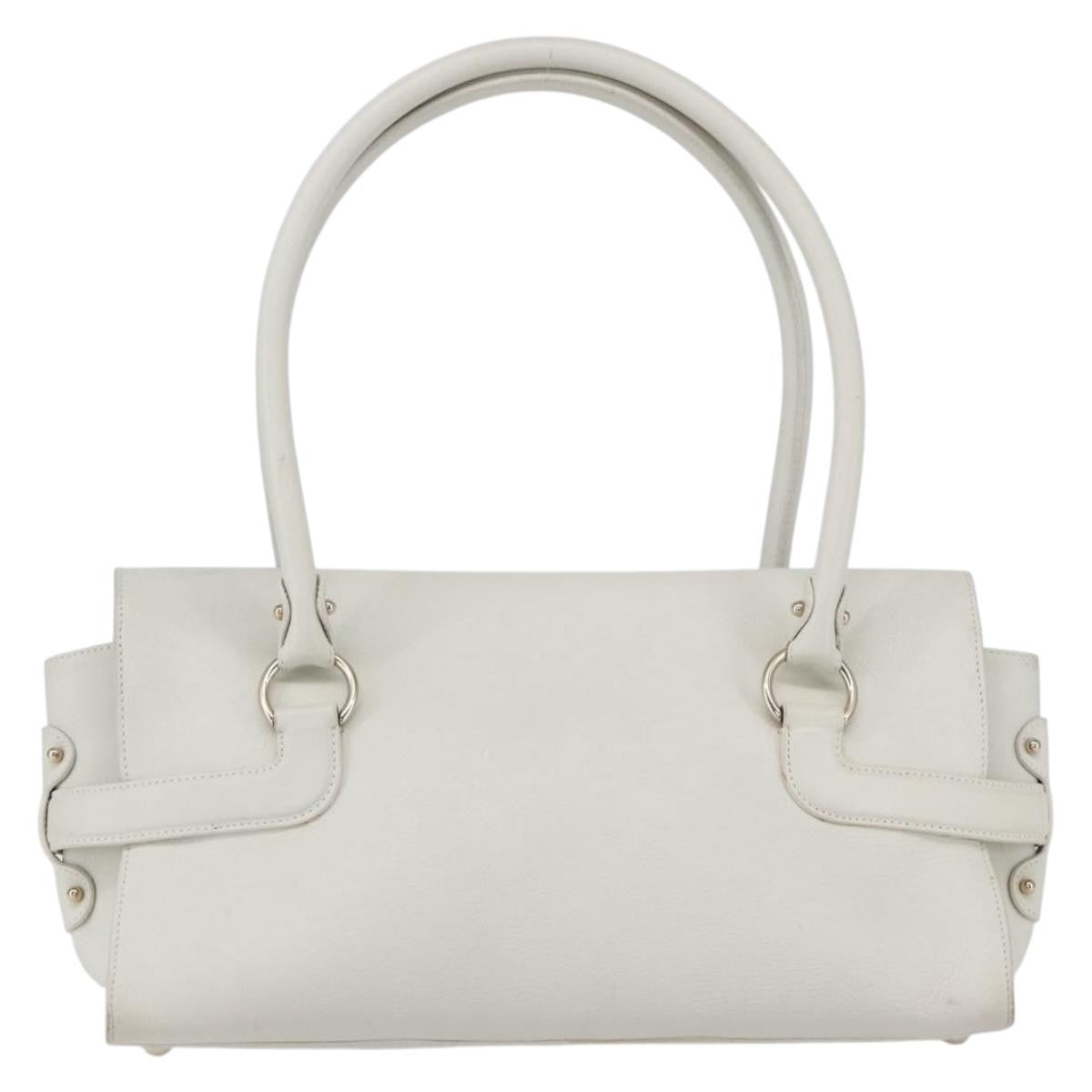 Salvatore Ferragamo Gina Satchel Leather White Leather Handbag (Pre-Owned)
