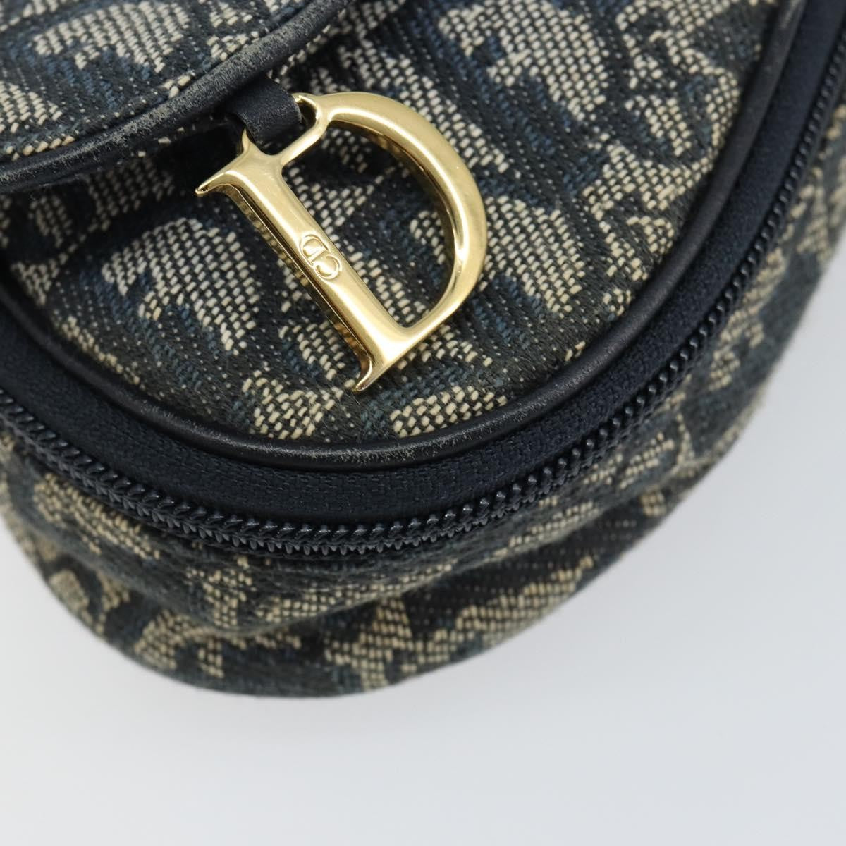 Christian Dior Vintage Saddle Coin Purse Diorissimo Canvas Blue Canvas Clutche & Pouche Bag (Pre-Owned)