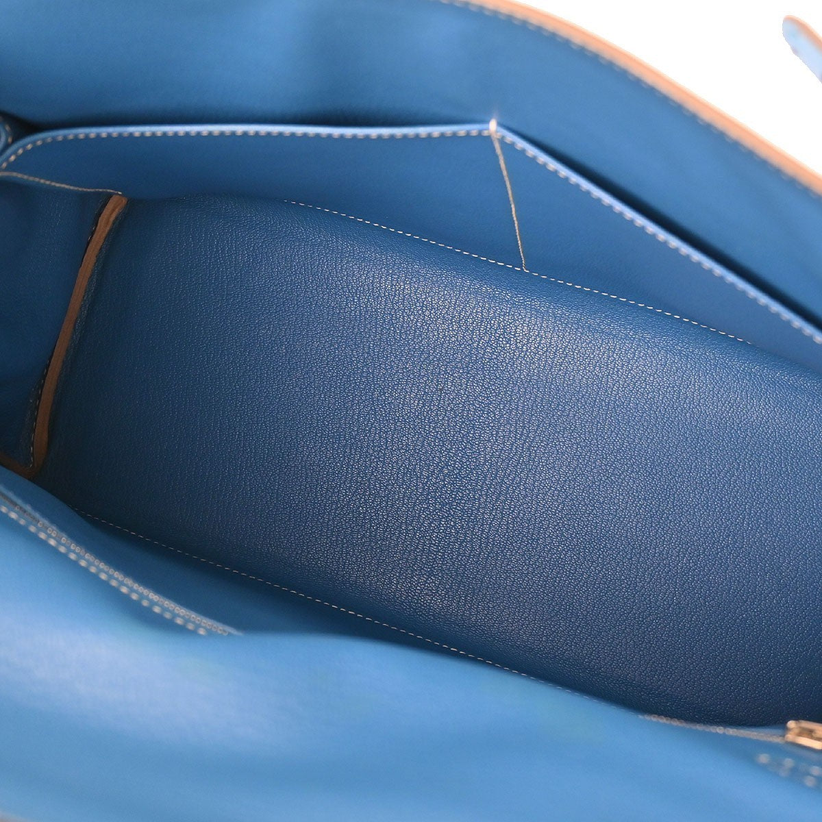 Hermes Kelly Handbag Blue Epsom With Palladium Hardware Blue Leather Handbag (Pre-Owned)
