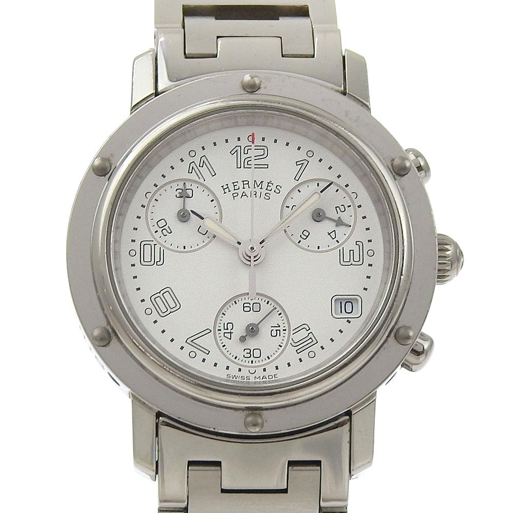 Hermes Clipper Chronograph Quartz Watch Stainless Steel Watch (Pre-Owned)
