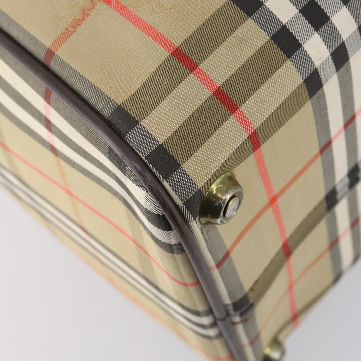 Burberry Vintage Duffle Bag Haymarket Canvas Beige Canvas Travel Bag Bag (Pre-Owned)