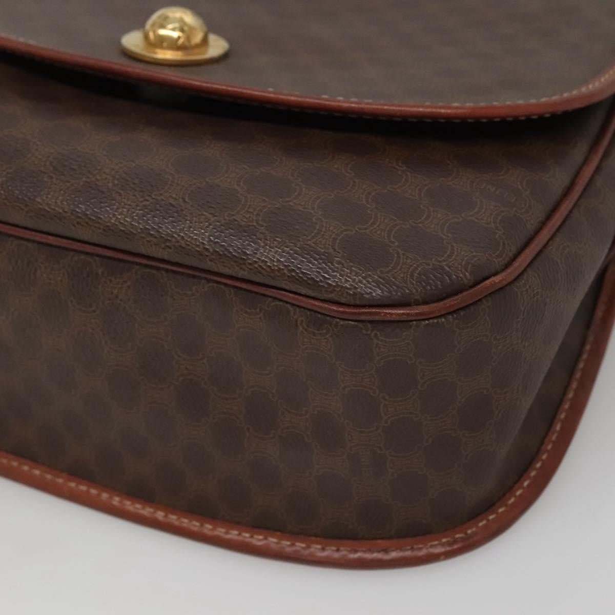 Celine Vintage Macadam Shoulder Bag Canvas And Leather Brown Canvas Shoulder Bag Bag (Pre-Owned)