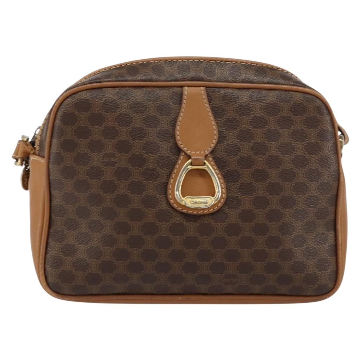 Celine Vintage Macadam Shoulder Bag Canvas And Leather Brown Canvas Shoulder Bag Bag (Pre-Owned)