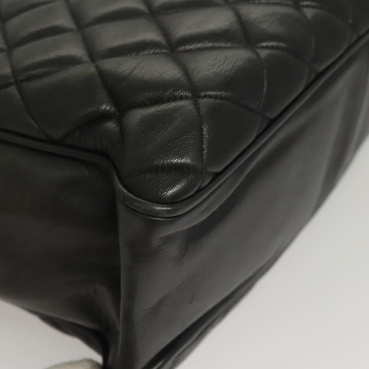 Chanel Chain Shoulder Bag Leather Black Leather Shoulder Bag Bag (Pre-Owned)