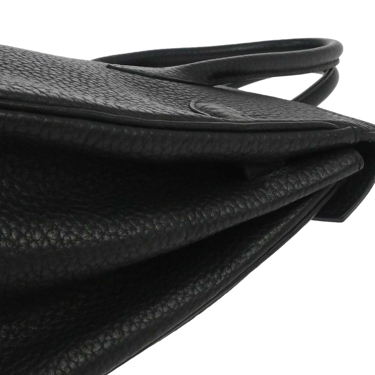 Hermes Hac Birkin Bag Black Fjord With Palladium Hardware Black Leather Handbag (Pre-Owned)