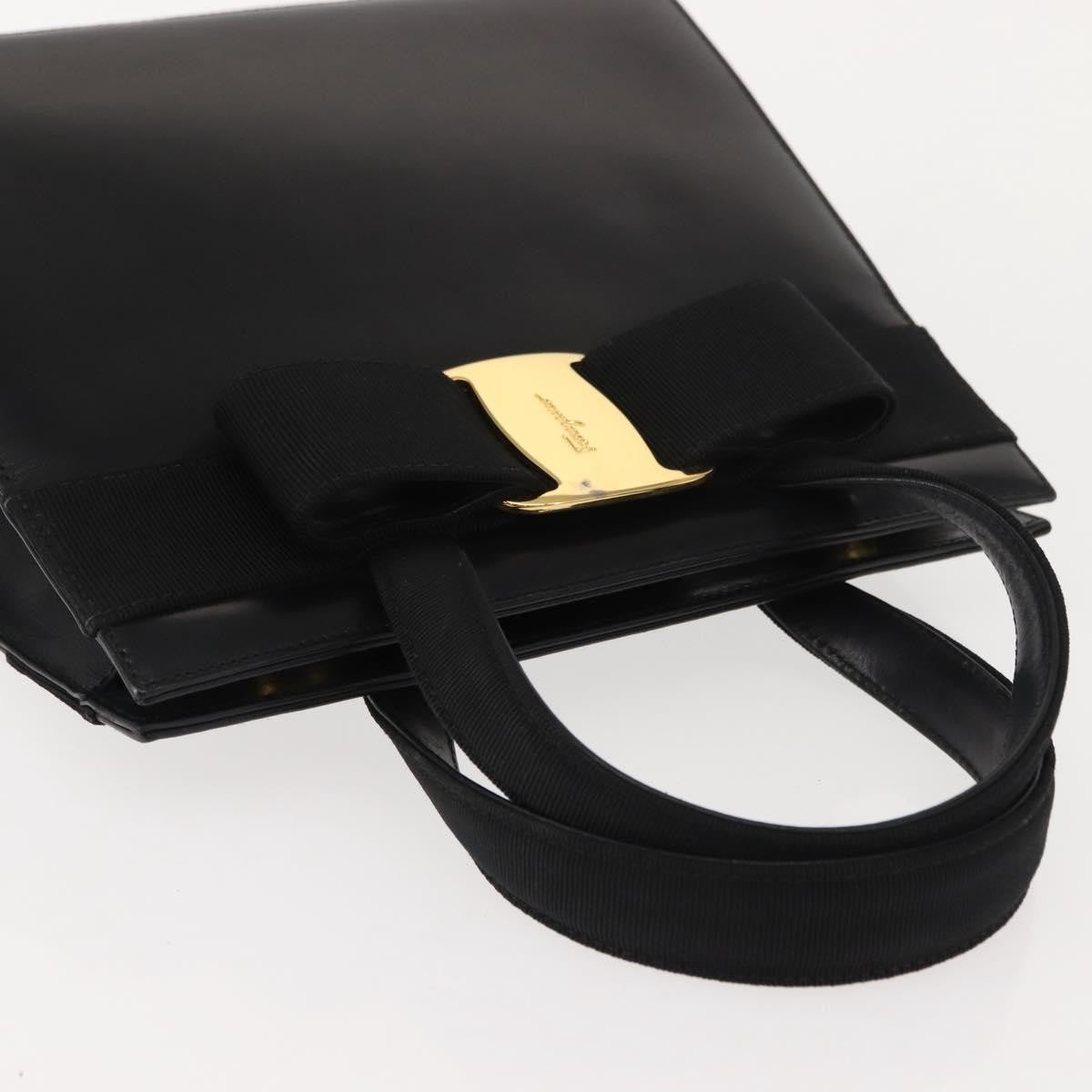 Salvatore Ferragamo Vala Handbag Leather Black Leather Handbag (Pre-Owned)
