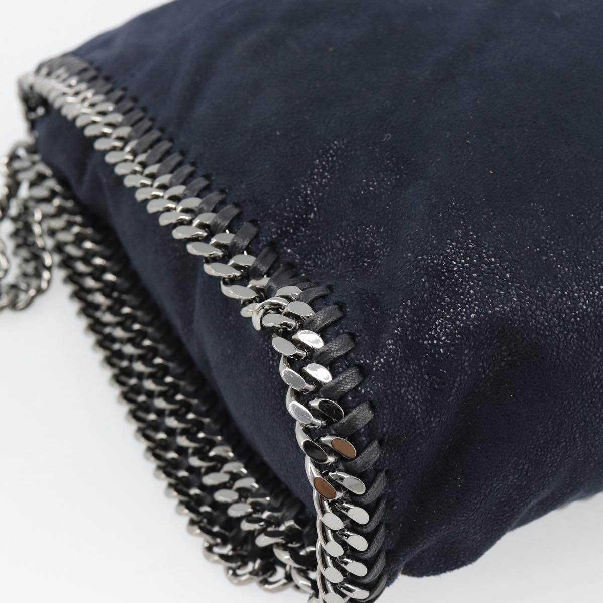 Stella Mccartney Falabella Fold Over Flap Crossbody Bag Shaggy Deer Navy Synthetic Shoulder Bag Bag (Pre-Owned)