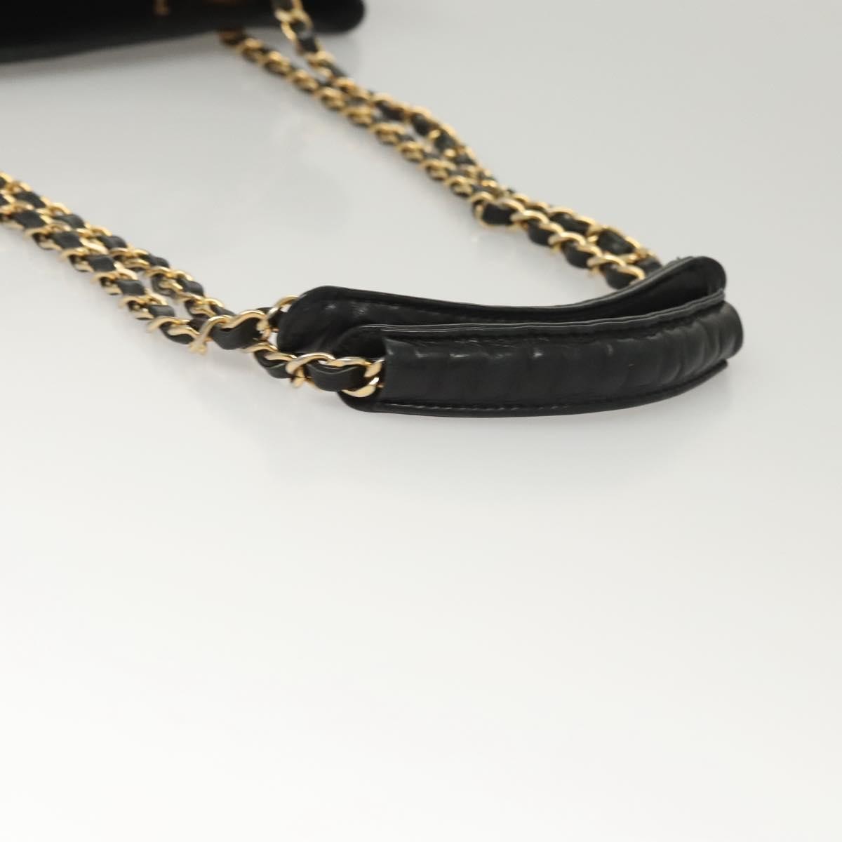 Chanel Chain Shoulder Bag Leather Black Leather Shoulder Bag Bag (Pre-Owned)