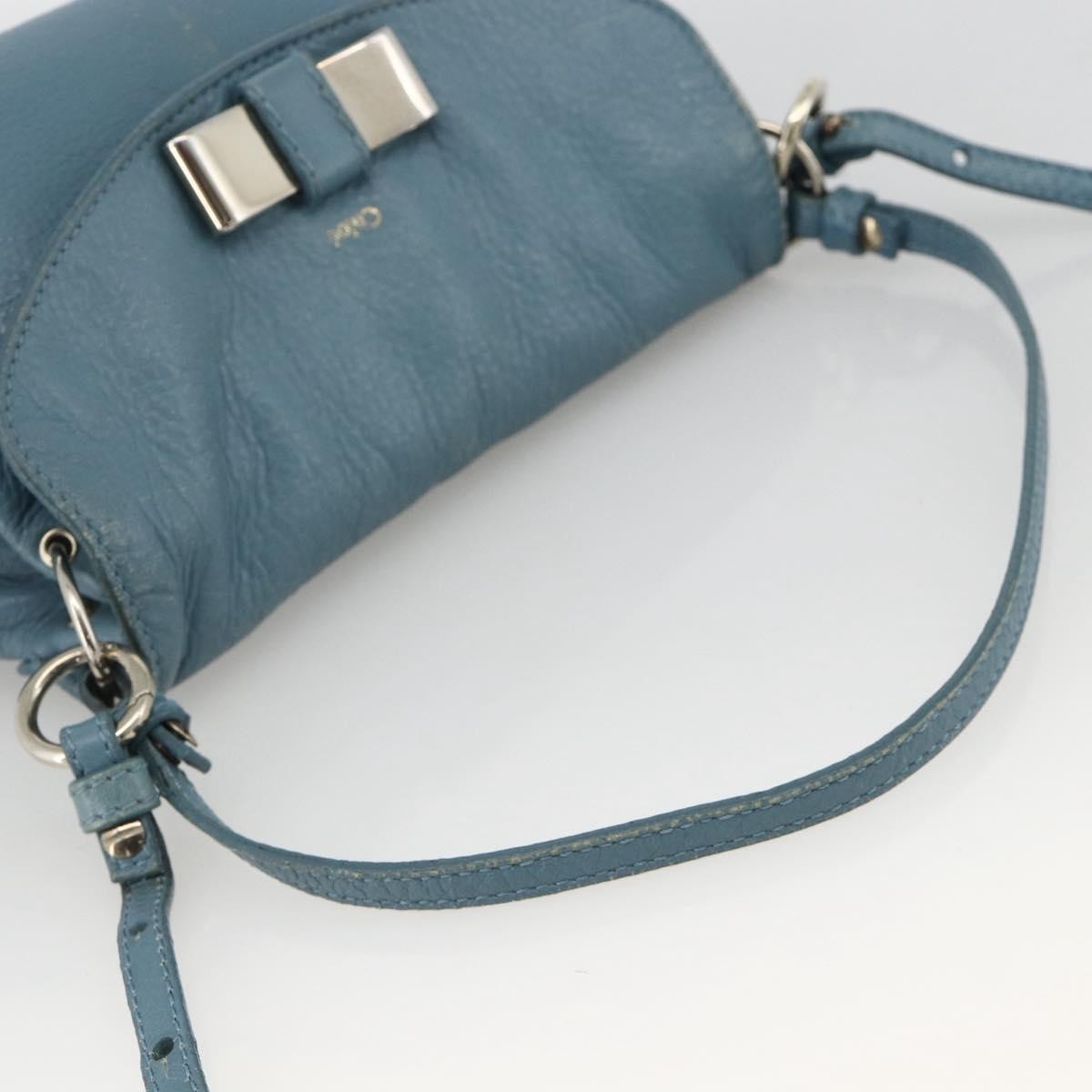 Chloe Lily Handbag Leather Blue Leather Handbag (Pre-Owned)