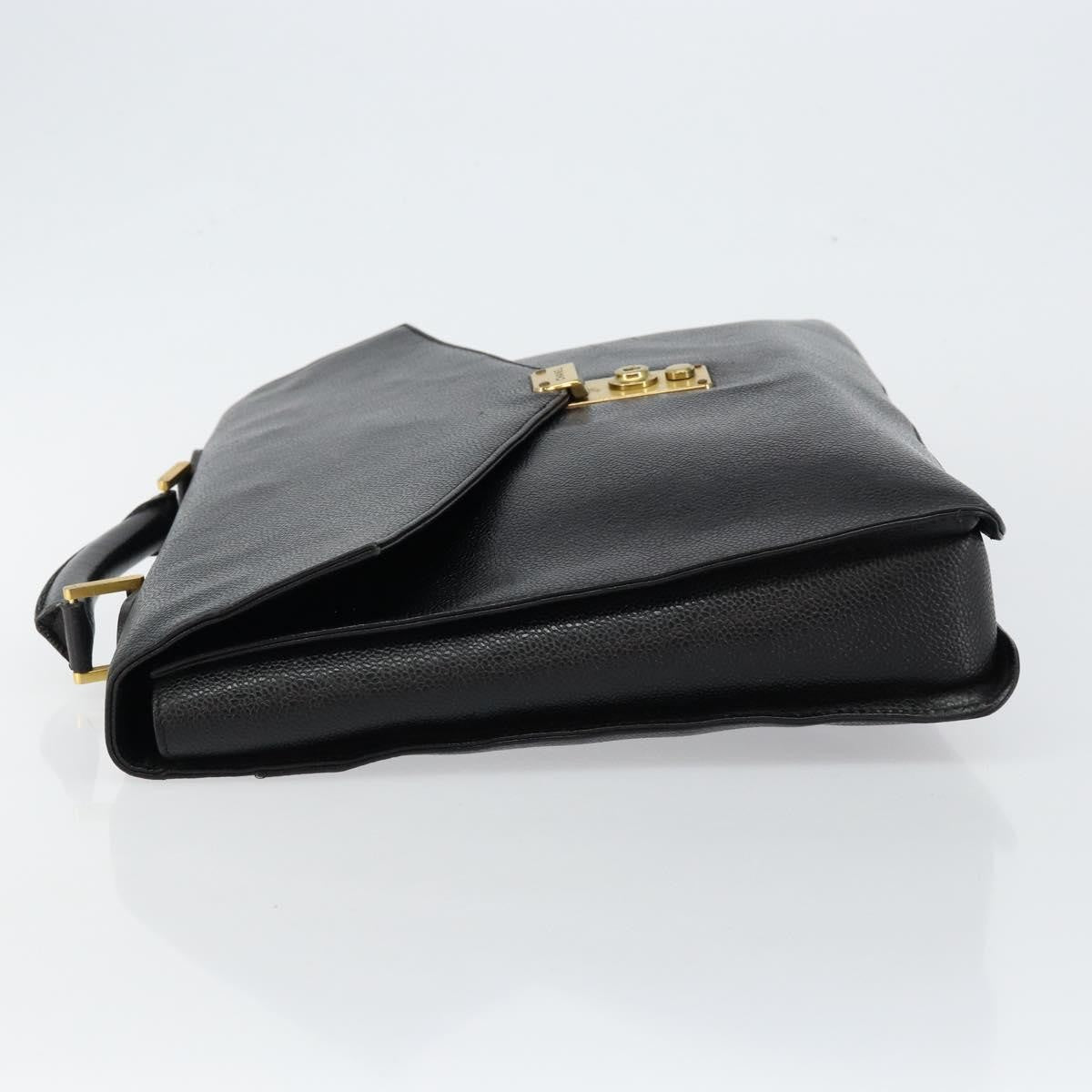Chanel Vintage Lock Briefcase Caviar Black Leather Briefcase Bag (Pre-Owned)
