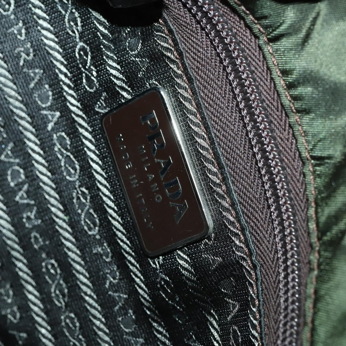 Prada Vintage Shoulder Bag Nylon And Leather Green Nylon Shoulder Bag Bag (Pre-Owned)