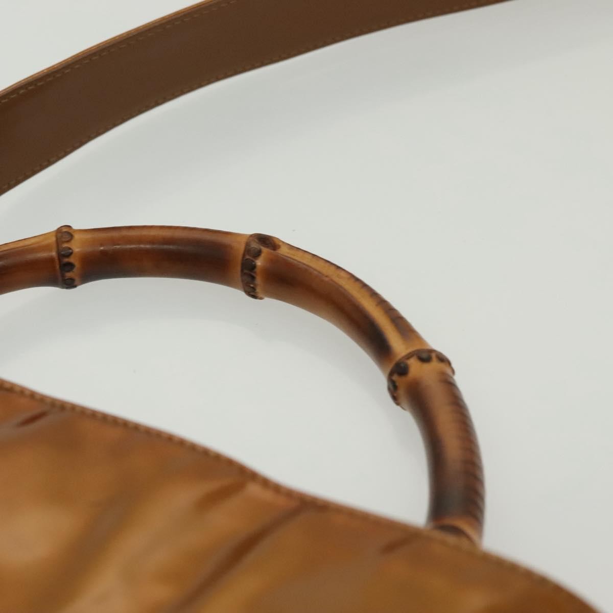 Gucci Vintage Bamboo Handle Bag Patent Leather Gold Patent_Leather Handbag (Pre-Owned)