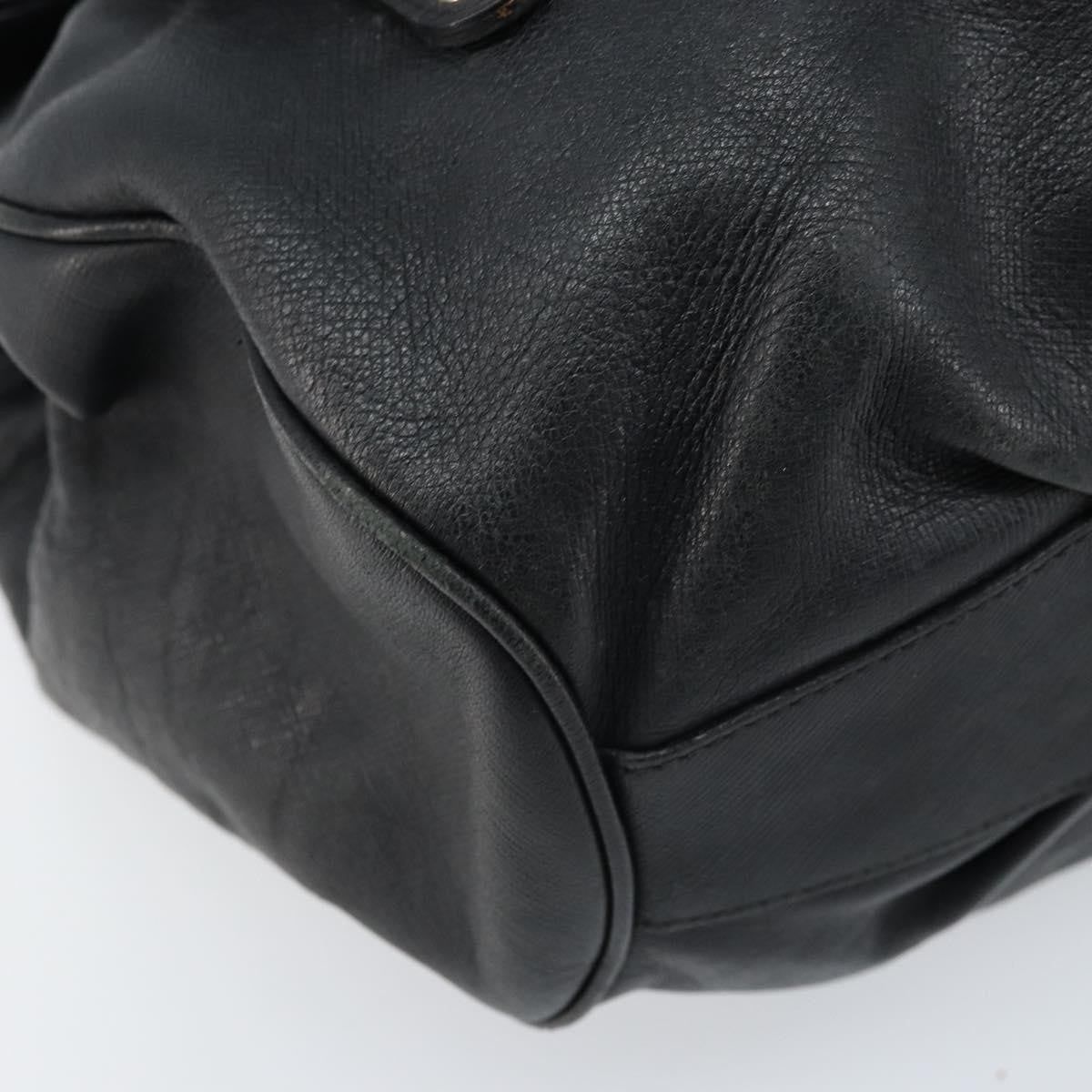 Salvatore Ferragamo Gancini Handbag Leather Black Leather Handbag (Pre-Owned)