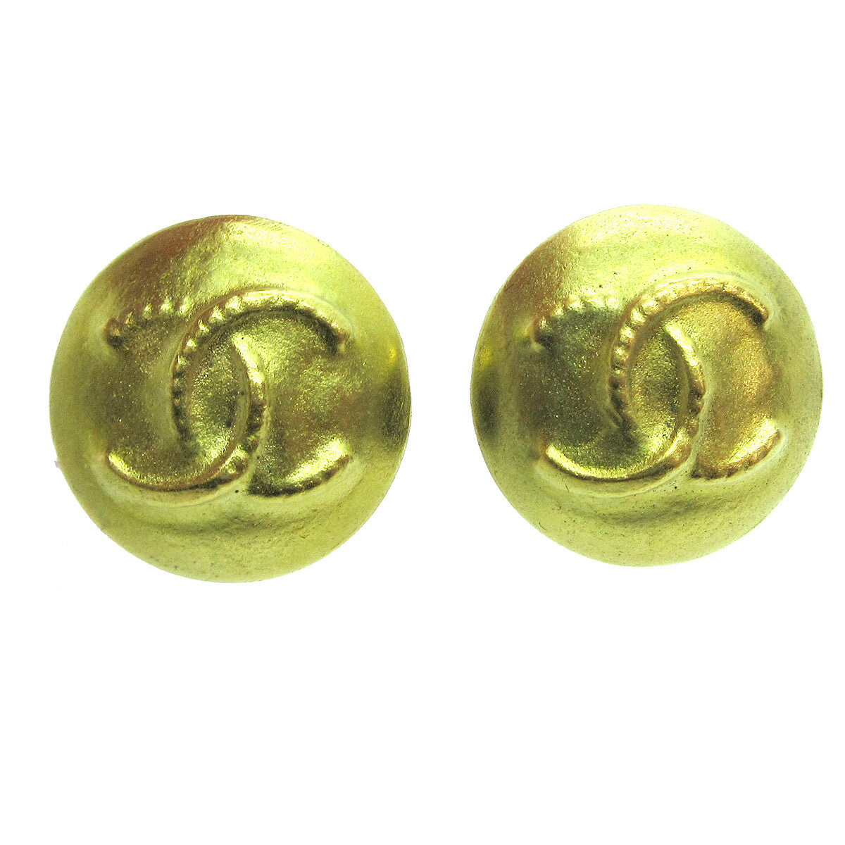 Chanel Cc Button Clip-On Earrings Metal Gold Metal Earrings Jewelry (Pre-Owned)