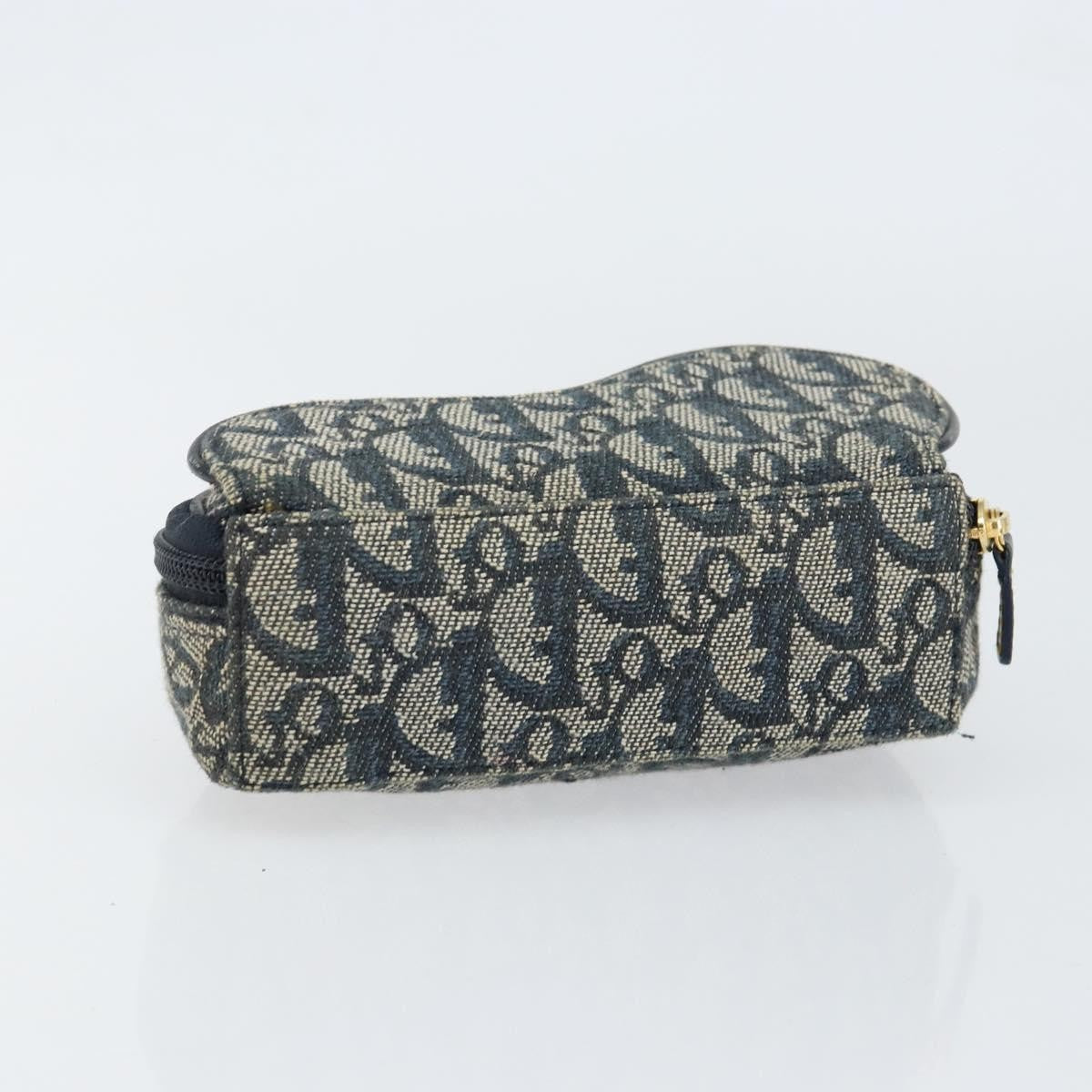 Christian Dior Vintage Saddle Coin Purse Diorissimo Canvas Blue Canvas Clutche & Pouche Bag (Pre-Owned)