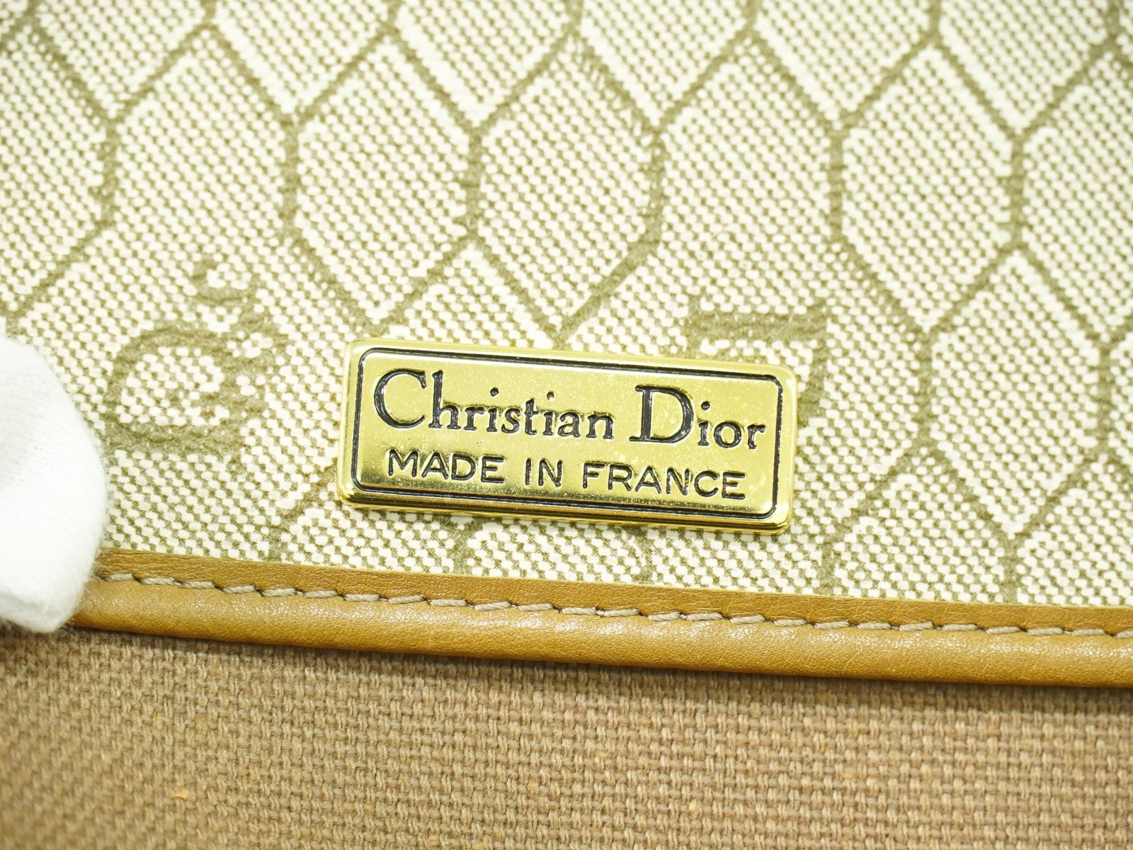 Christian Dior Vintage Honeycomb Shoulder Bag Canvas Beige Canvas Shoulder Bag Bag (Pre-Owned)