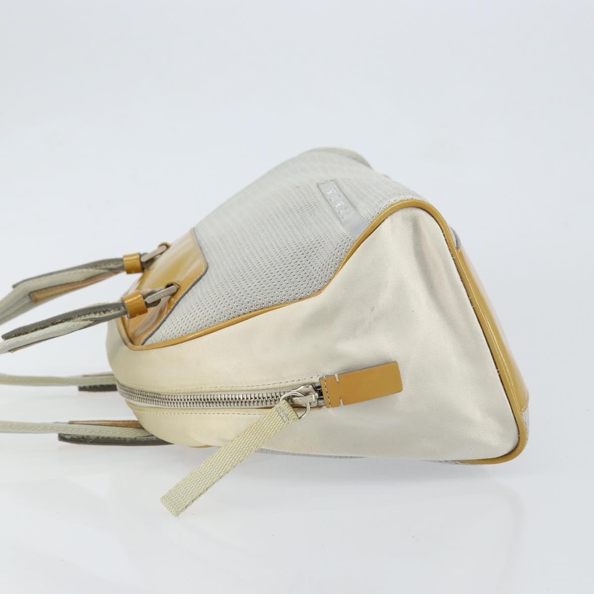 Prada Vintage Zip Handbag Tessuto Silver Nylon Handbag (Pre-Owned)