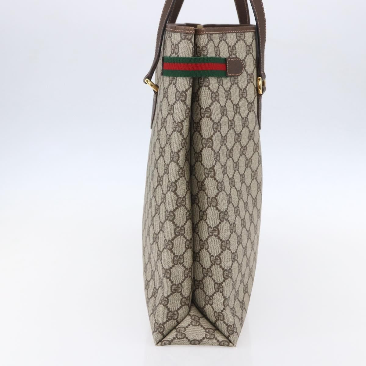 Gucci Vintage Tote Gg Canvas Beige Pvc Tote Bag Bag (Pre-Owned)
