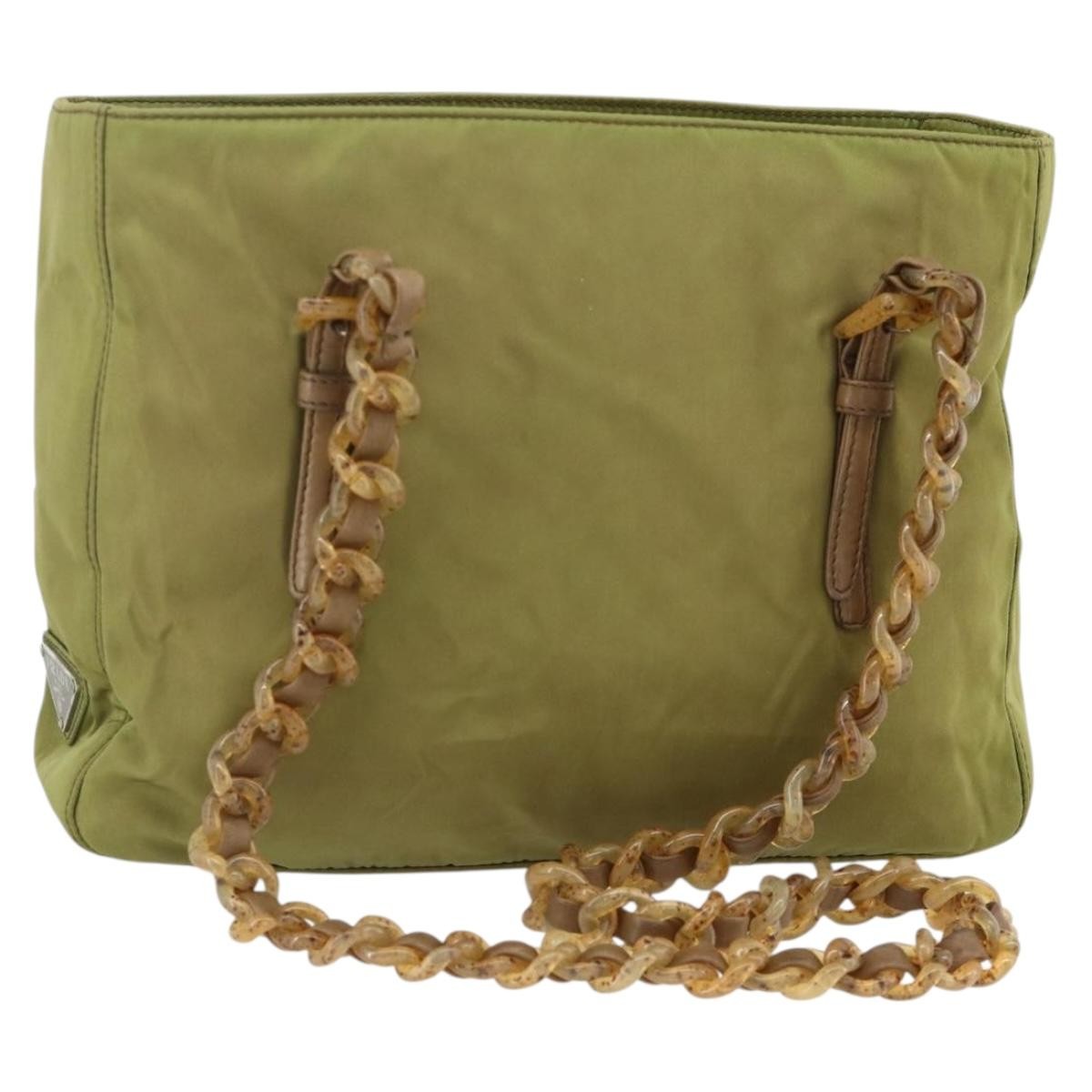 Prada Vintage Tote Tessuto Khaki Nylon Tote Bag Bag (Pre-Owned)