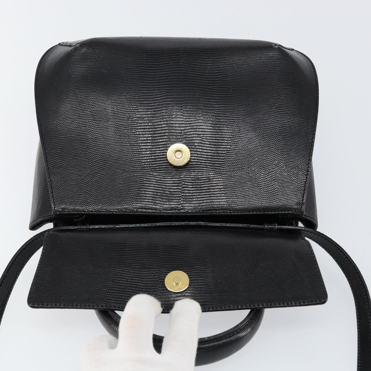 Salvatore Ferragamo Vintage Handbag Leather Black Leather Handbag (Pre-Owned)
