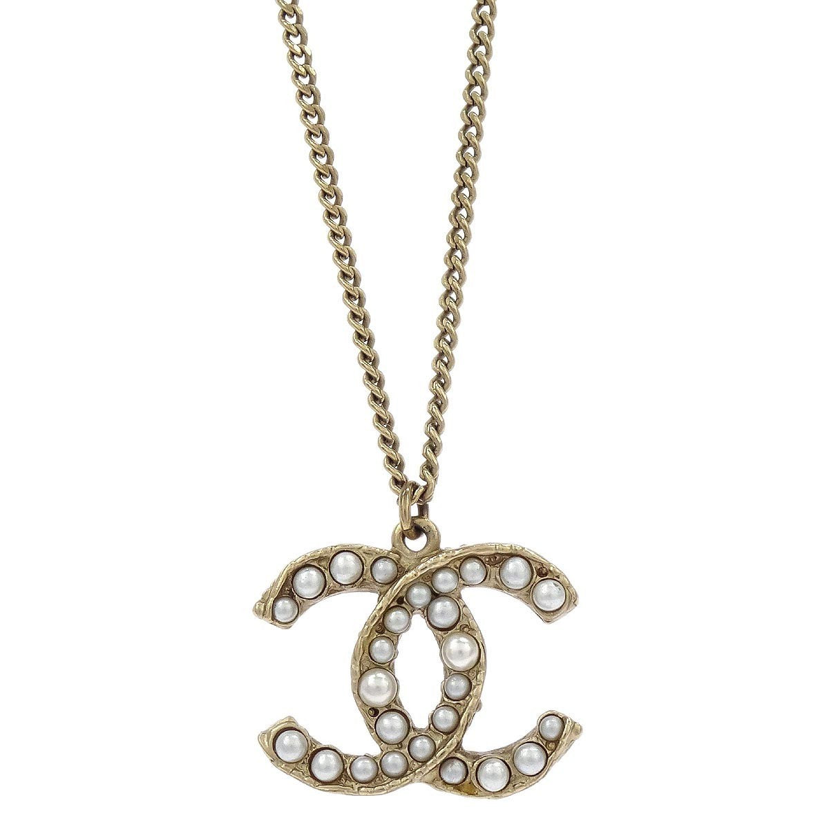 Chanel Cc Necklace Metal Gold Metal Necklace Jewelry (Pre-Owned)