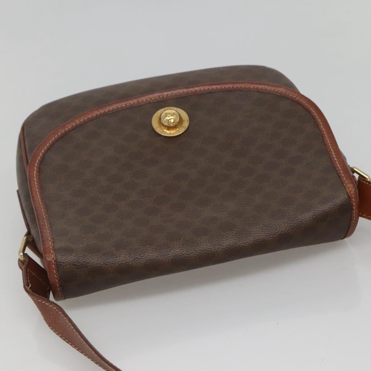 Celine Vintage Macadam Shoulder Bag Canvas And Leather Brown Canvas Shoulder Bag Bag (Pre-Owned)