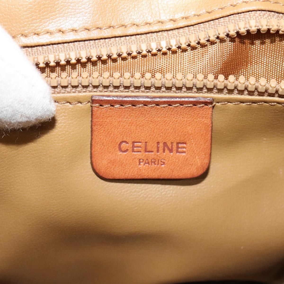 Celine Macadam Shoulder Bag Pvc Leather Beige Canvas Bag (Pre-Owned)