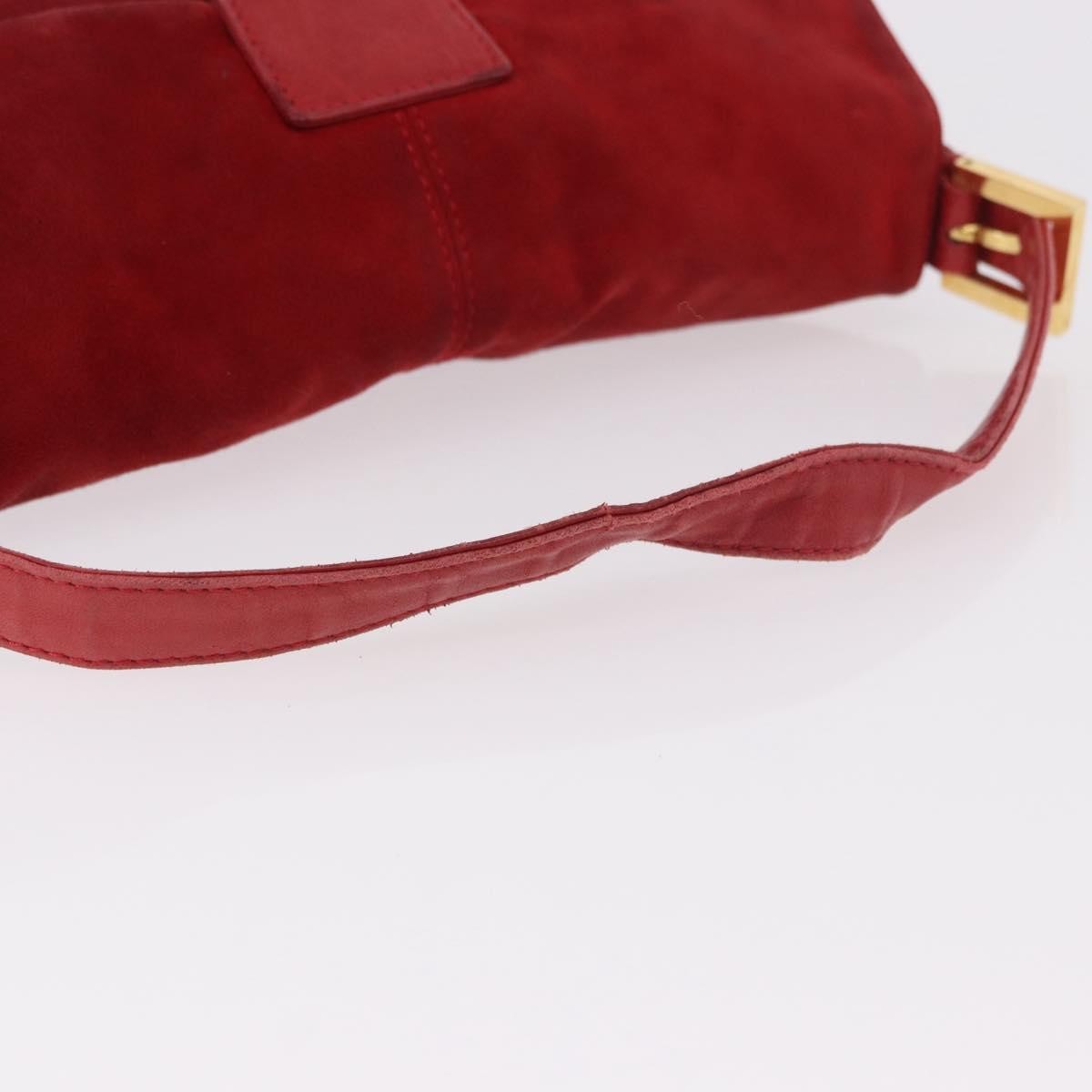 Fendi Baguette Bag Leather Red Suede Shoulder Bag Bag (Pre-Owned)