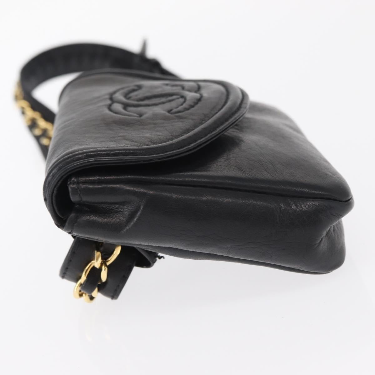 Chanel Chain Envelope Belt Bag Quilted Calfskin Black Leather Clutche & Pouche Bag (Pre-Owned)