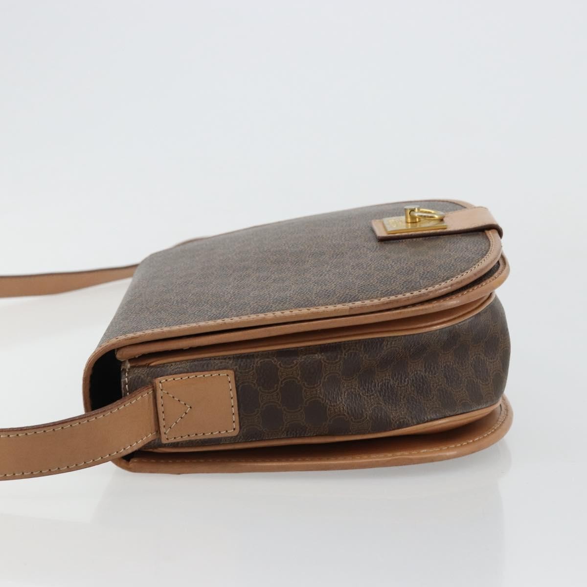 Celine Macadam Shoulder Bag Pvc Leather Brown Canvas Shoulder Bag Bag (Pre-Owned)